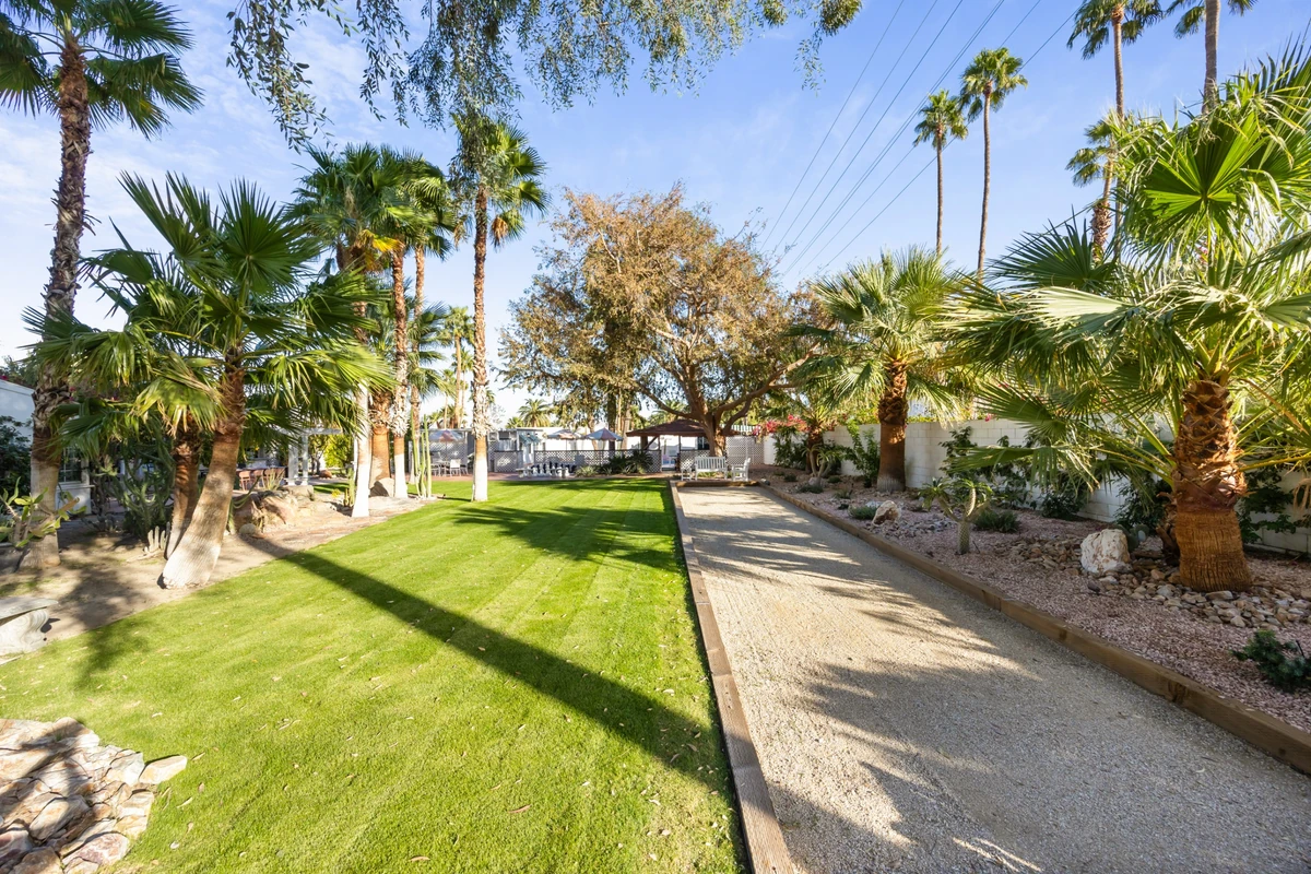 Pool deck with lounge furniture showcasing entertainment capabilities
