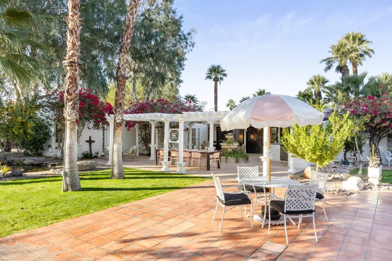 Event space at Palm Springs Wedding Estate with Retro Pool Vibes + Hollywood History
