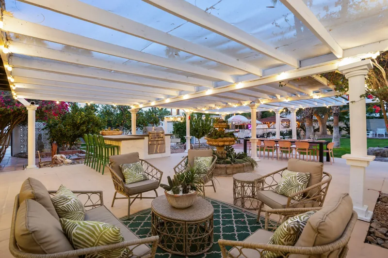 Event space at Palm Springs Wedding Estate with Retro Pool Vibes + Hollywood History