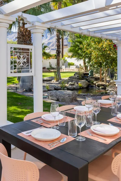 Event space at Palm Springs Wedding Estate with Retro Pool Vibes + Hollywood History