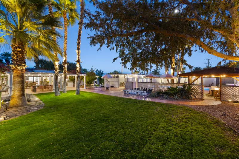Event space at Palm Springs Wedding Estate with Retro Pool Vibes + Hollywood History