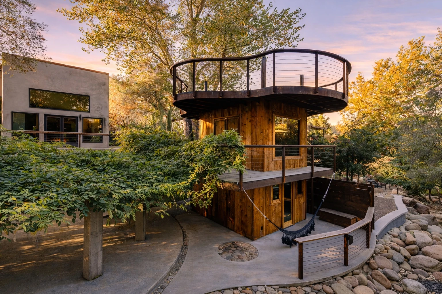 Gathering spaces across the four-home property