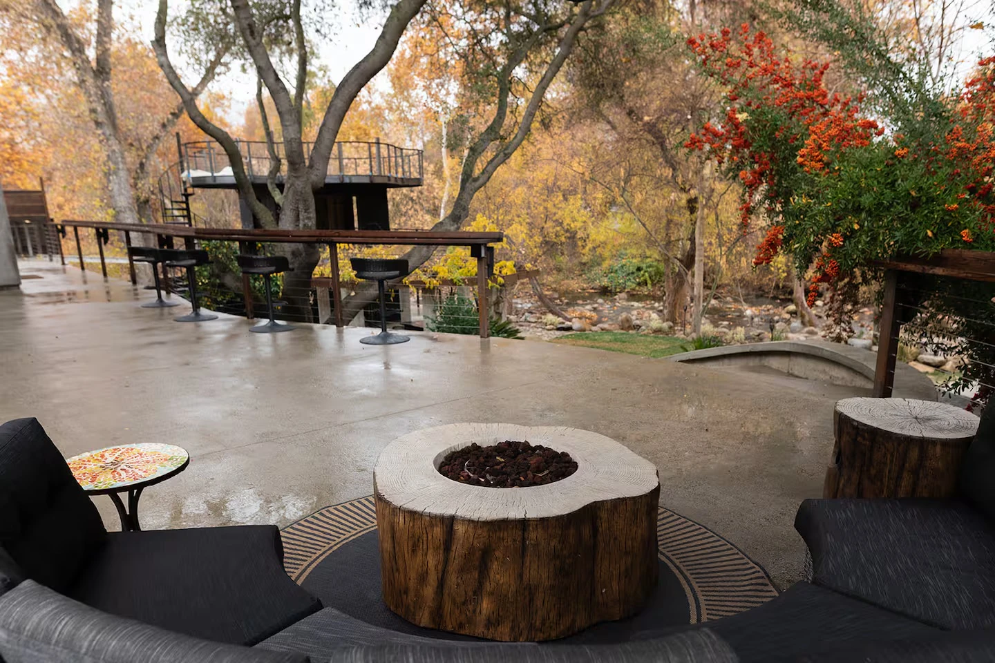 Outdoor celebration space with river views