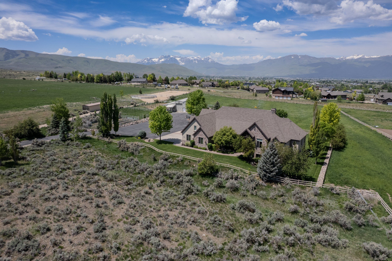 Mountain property exterior and grounds with Wasatch Range backdrop