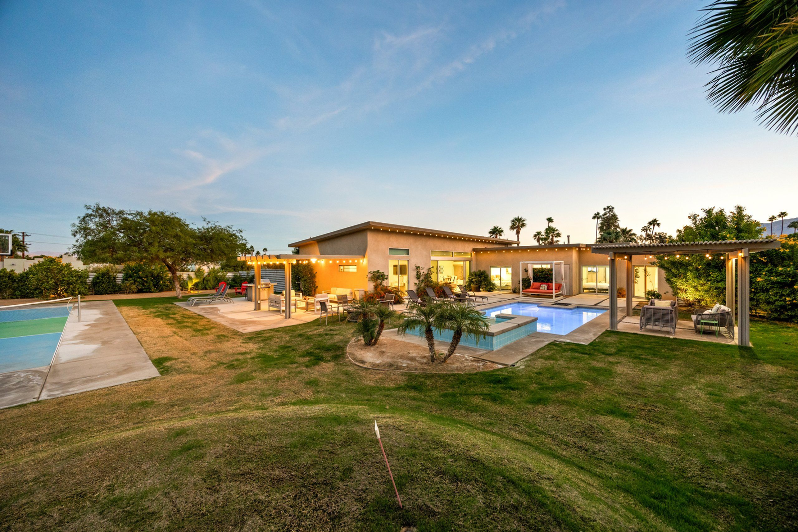 Celebration spaces and event lawn with mountain backdrop