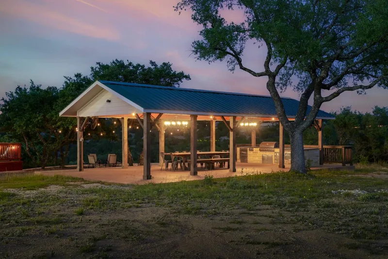 Event space at Austin Hill Country Wedding House with Pavilion & Flex Event Barn