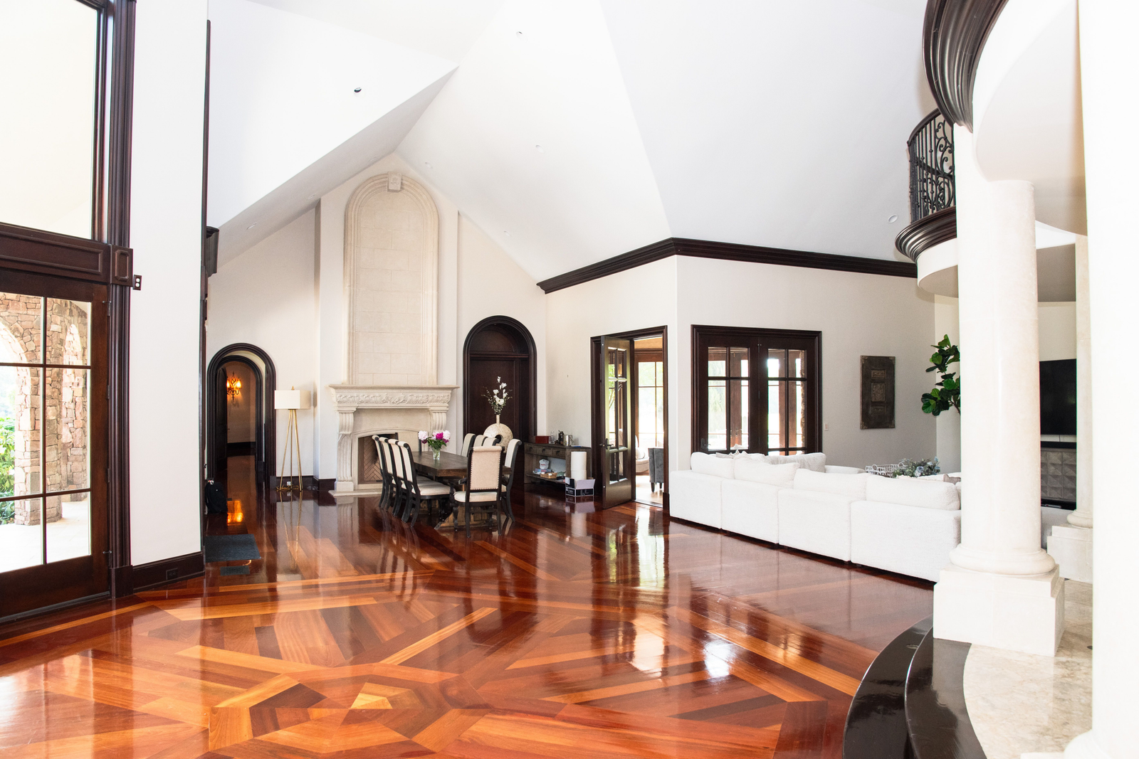 Italian-inspired interior living spaces with open-concept design