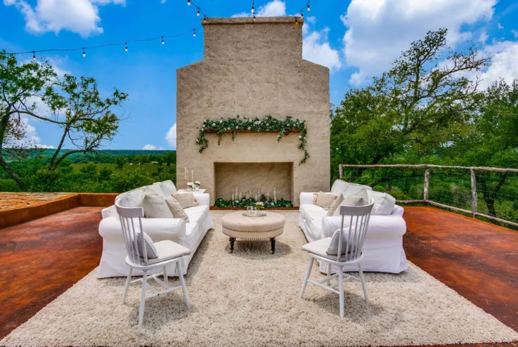 Event space at Riverfront Dallas Wedding Ranch with Hilltop Views