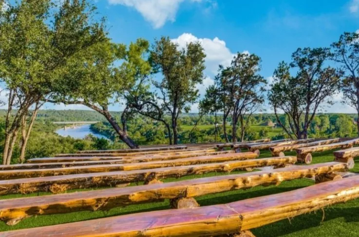 Event space at Riverfront Dallas Wedding Ranch with Hilltop Views
