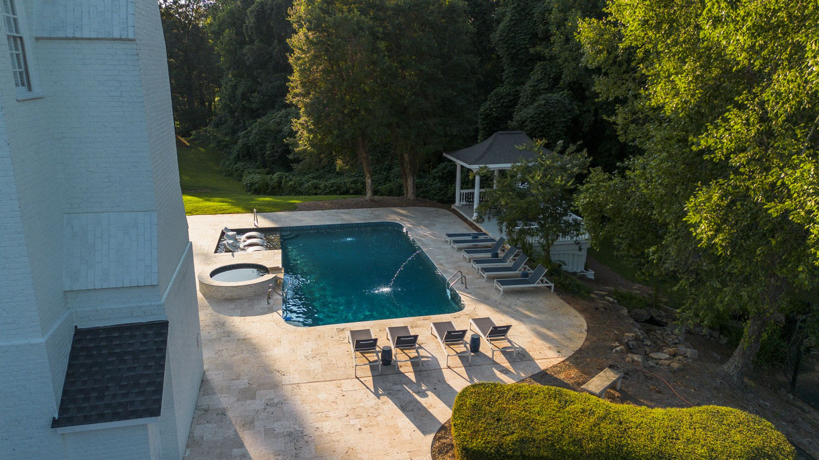 Exterior view of the 35-acre private estate near Lake Lanier