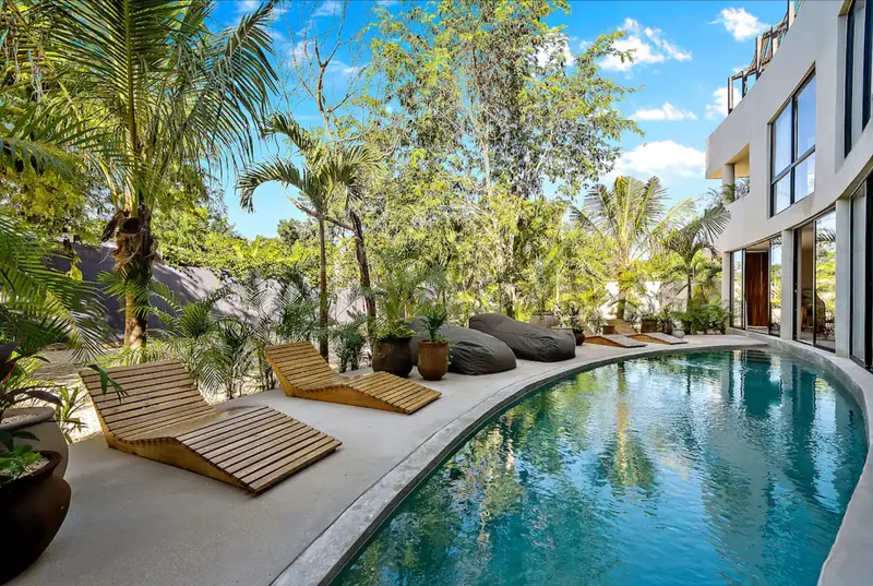 Event space at Secluded Villa in Tulum – Rooftop Ceremony Space, Three Pools & Sunken Lounge