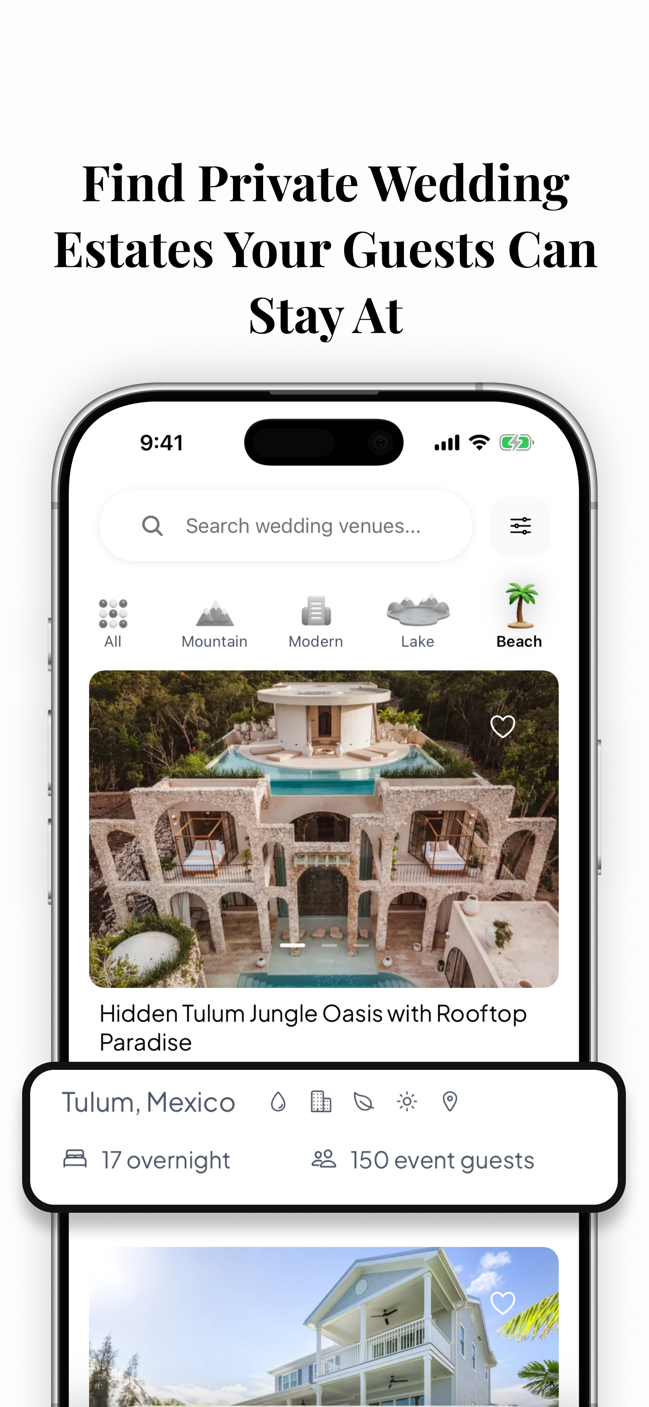 WedStay App - Find Private Wedding Estates